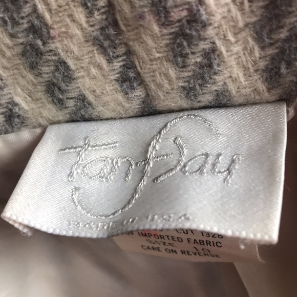 Vintage Tan F Jay gray & cream striped wool blazer Sz 10 office career business - Picture 10 of 13